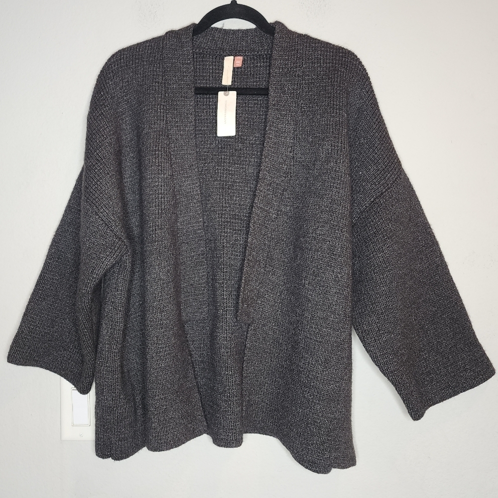 NWT Pilcro One Size Anthropologie Grey Knit Open Front Sweater Cardigan